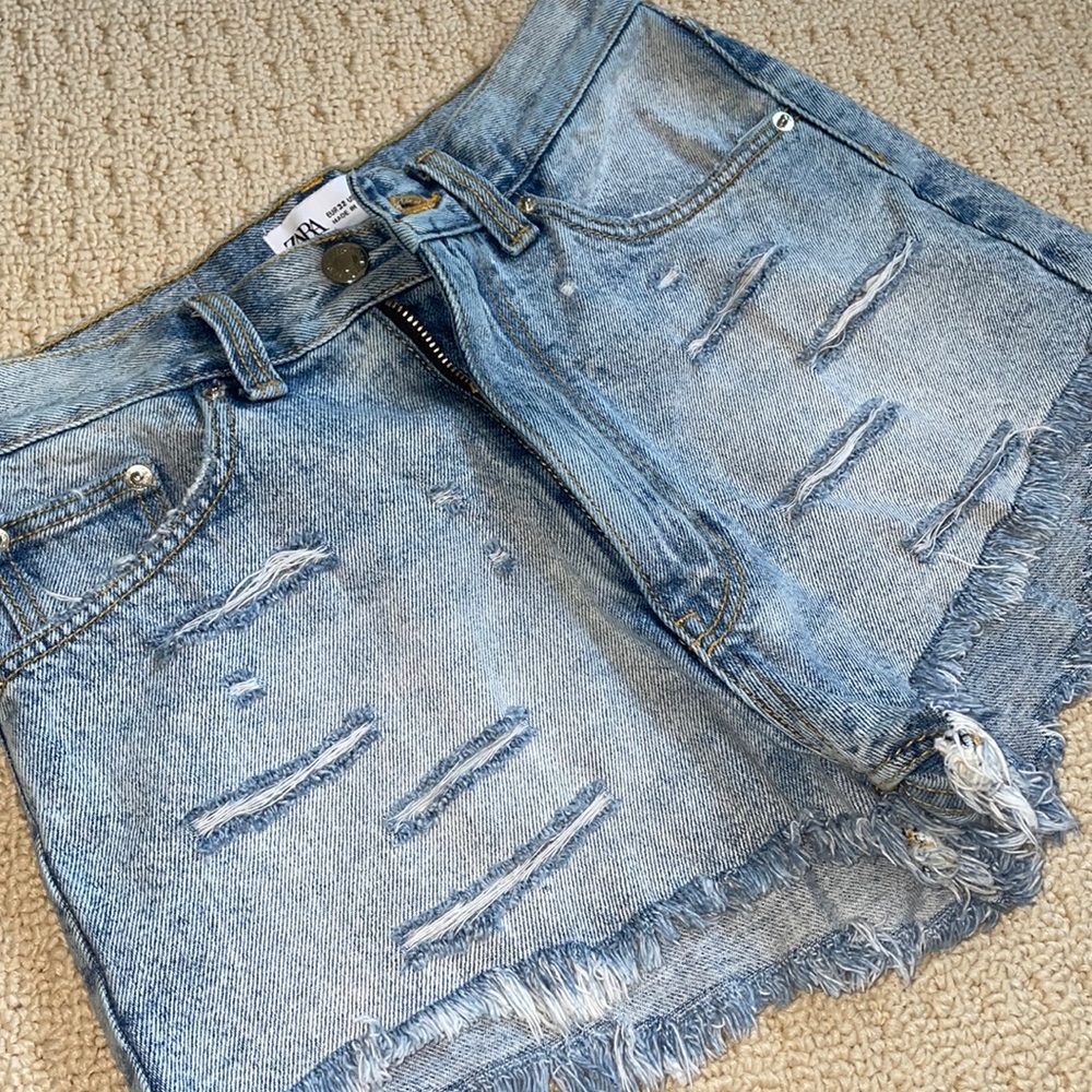 Zara Distressed Denim Shorts